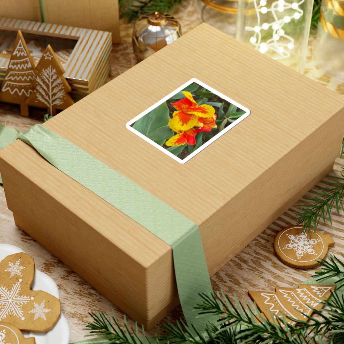 Red and Yellow Canna Lily Sticker | Kiss-Cut Floral Sticker