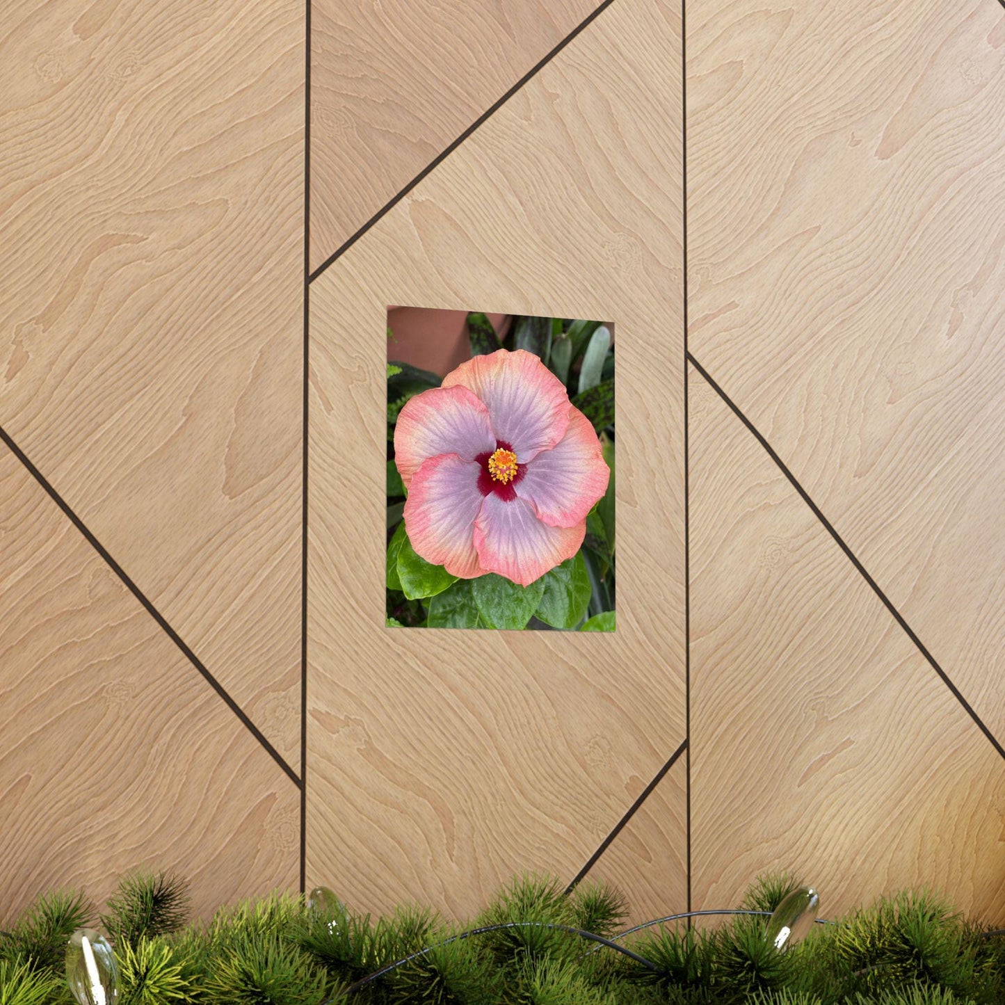 Pink Hibiscus Botanical Matte Poster | Vertical Flower Print
