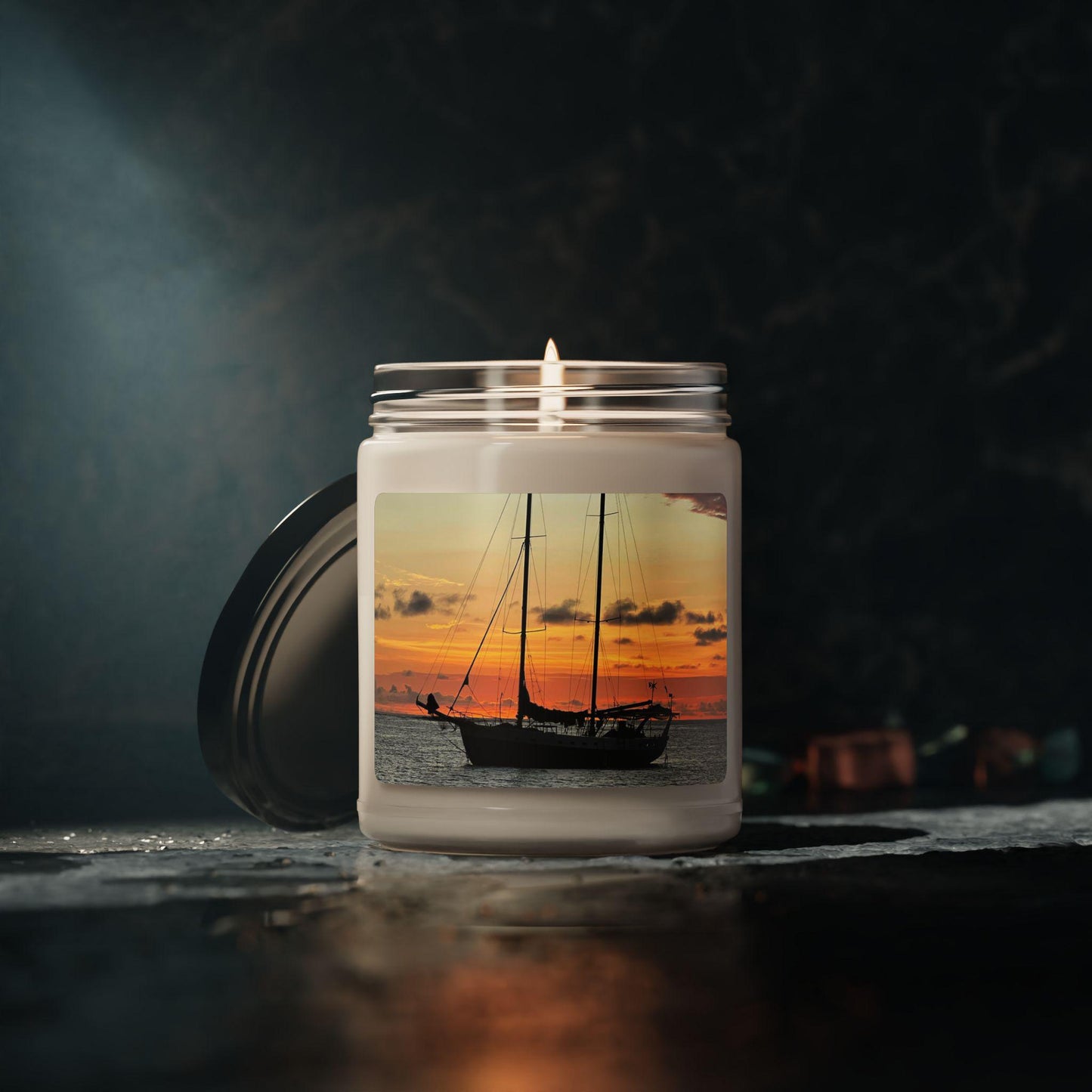 Sailboat Sunset Candle 9oz Soy Jar | Beach Nautical Sunset Scent