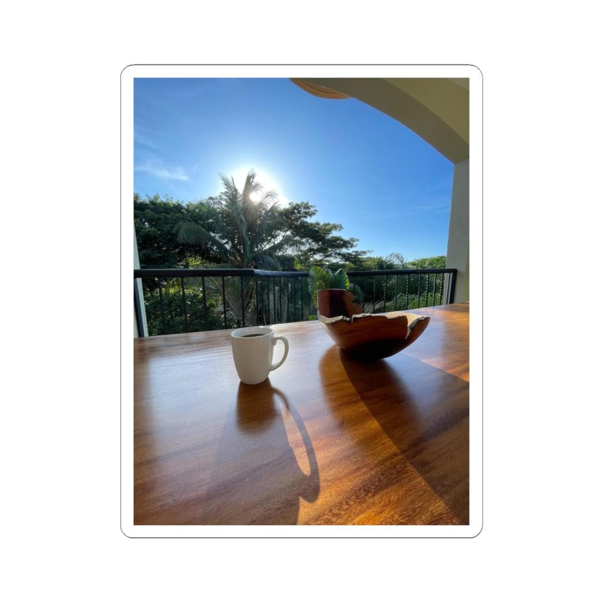 Sunlit Breakfast Table Sticker | Tropical Morning Photography