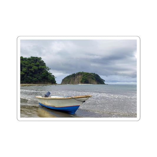 Coastal Fishing Boat Sticker | Beach Island Seascape Kiss-Cut Sticker