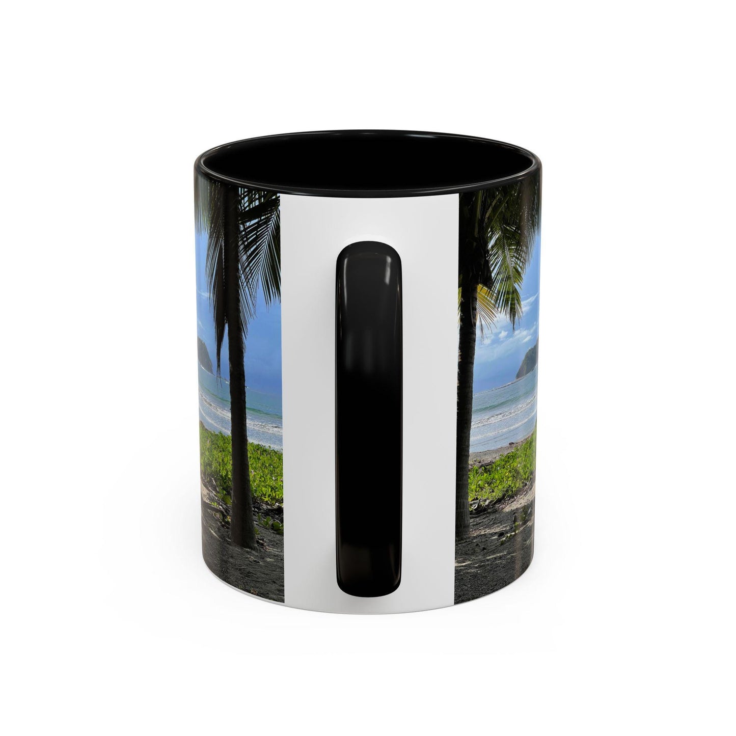 Tropical Beach Scene Accent Coffee Mug | Palm Trees Island Ocean