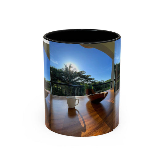 Patio Coffee Mug | Tropical Morning Scene, Ceramic Accent Mug
