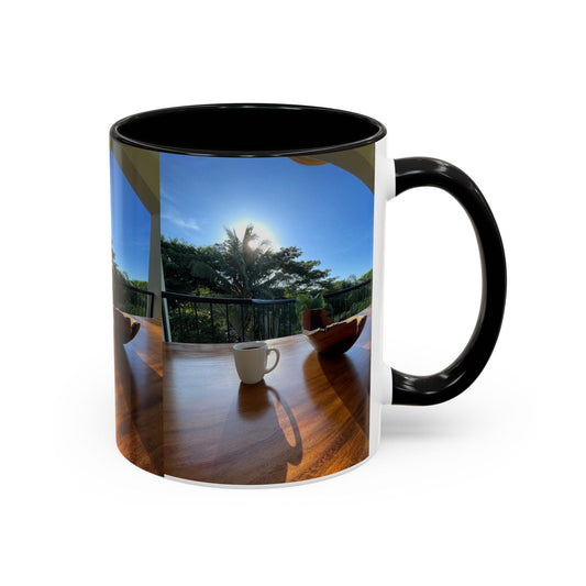 Patio Coffee Mug | Tropical Morning Scene, Ceramic Accent Mug