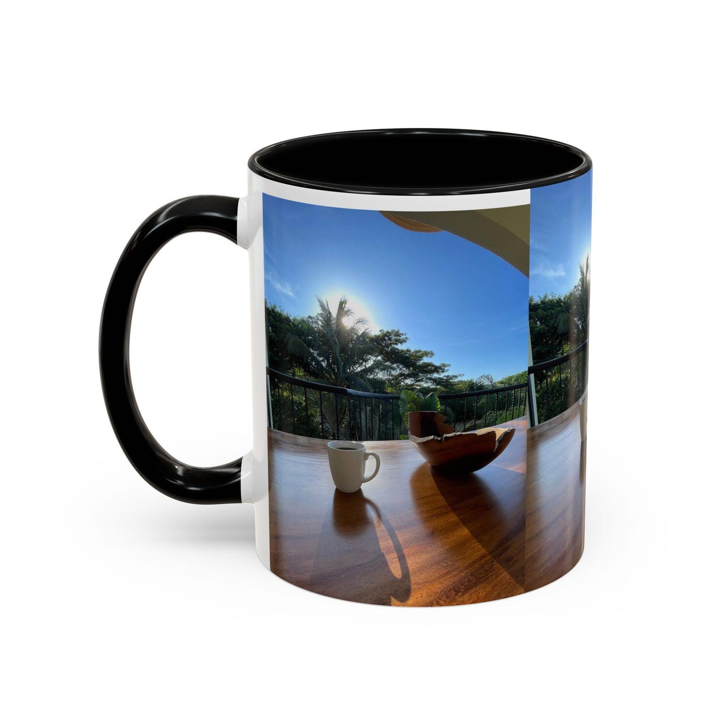 Patio Coffee Mug | Tropical Morning Scene, Ceramic Accent Mug