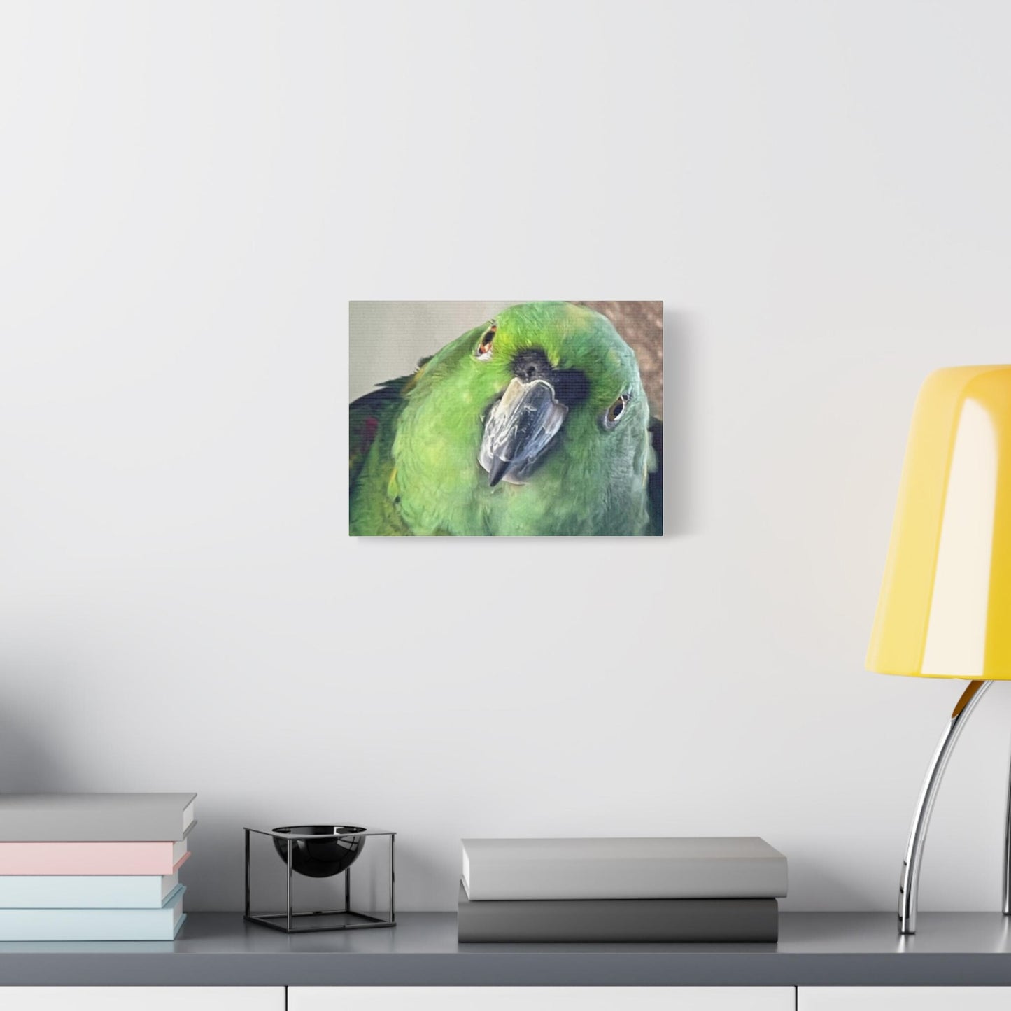 Green Parrot Portrait Matte Canvas