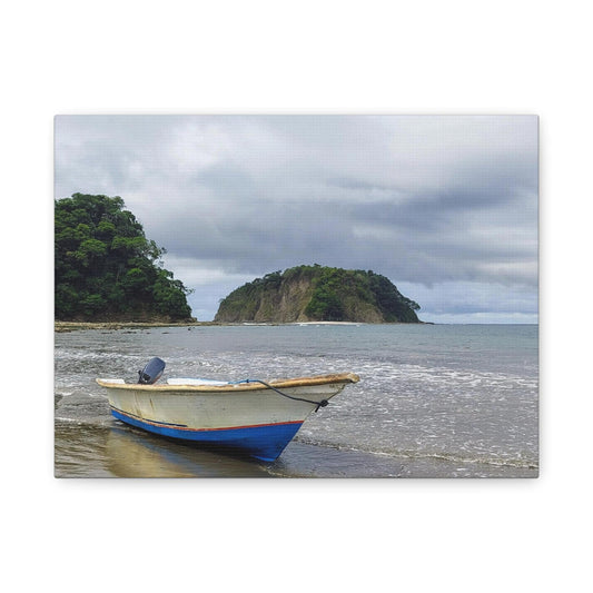 Fishing Boat on Shore Canvas
