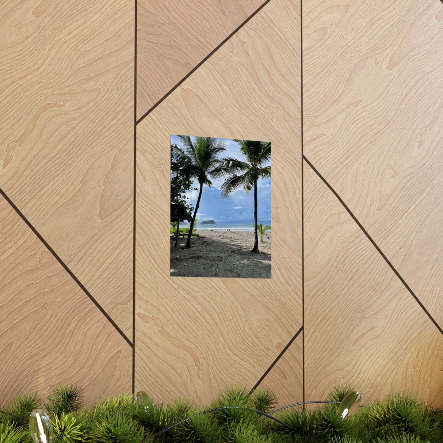 Tropical Palm Beach Scene Matte Vertical Poster | Coastal Wall Art
