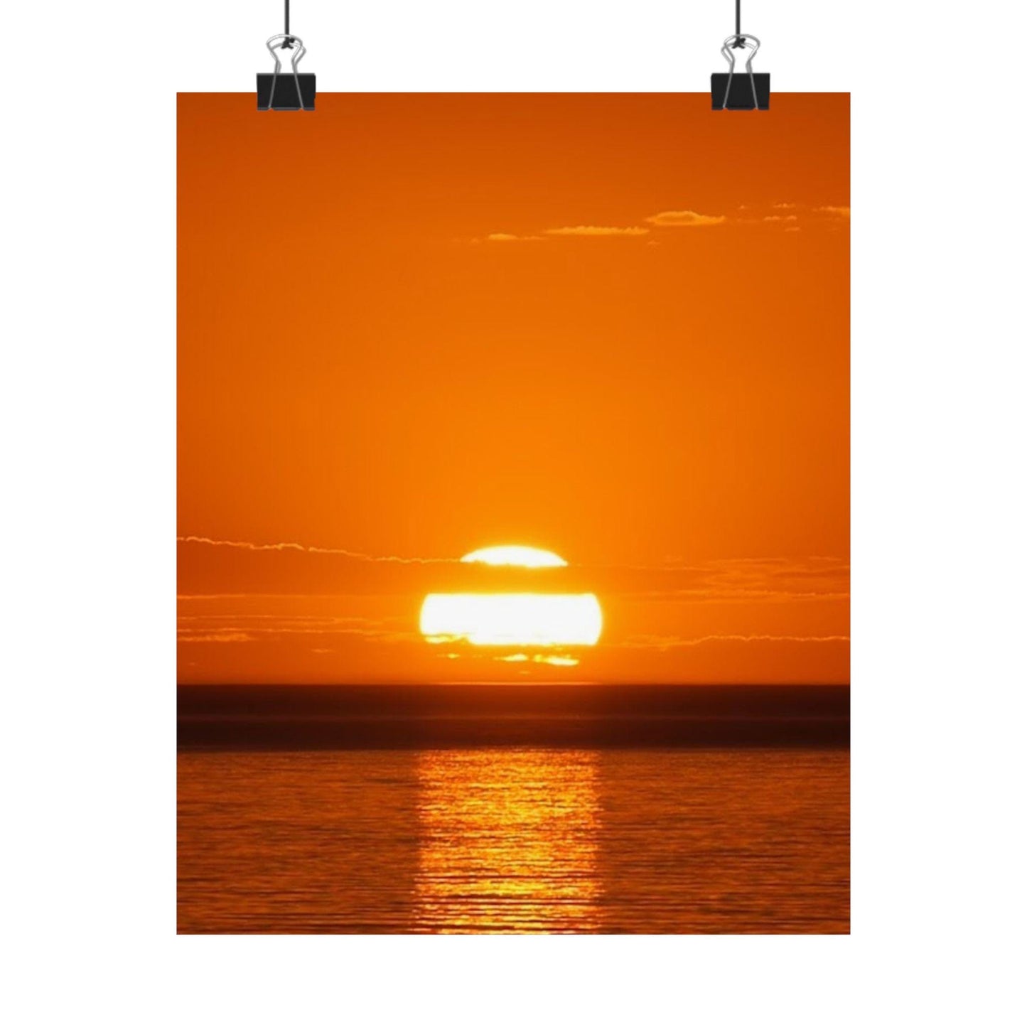 Orange Sunset over Ocean Poster | Matte Vertical Poster