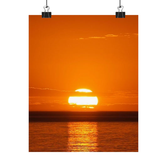Orange Sunset over Ocean Poster | Matte Vertical Poster
