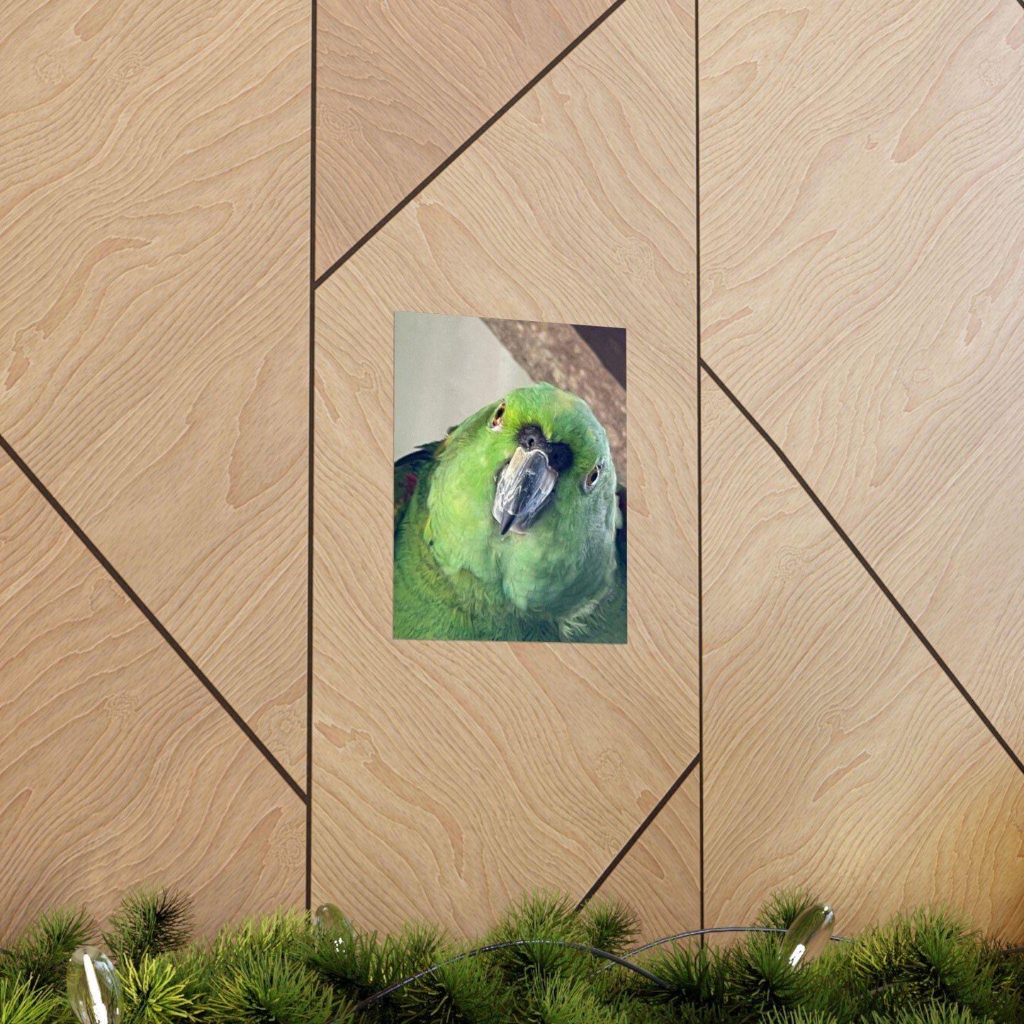 Green Parrot Portrait Matte Vertical Posters | Tropical Bird Wall Art