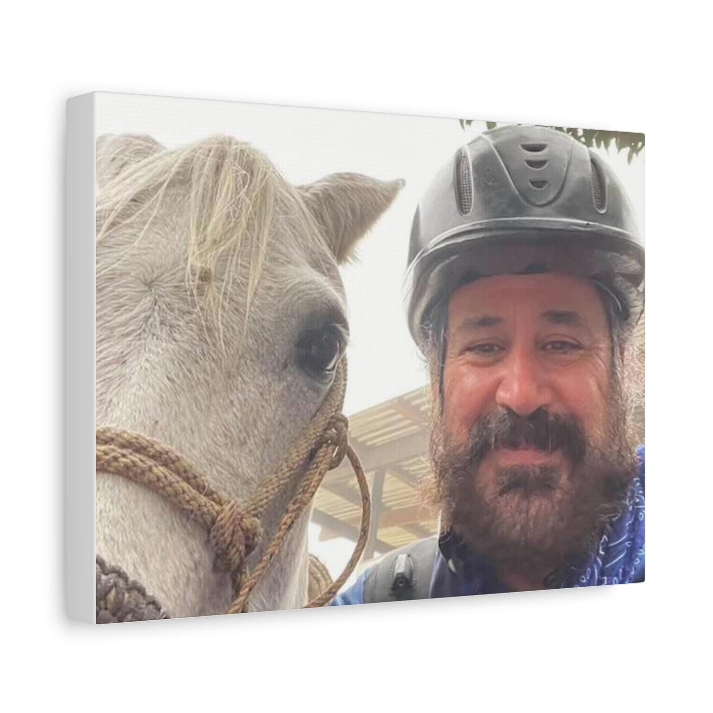 Costa Rica Selfie Canvas Print, Man and Horse Portrait, Matte Wall Art