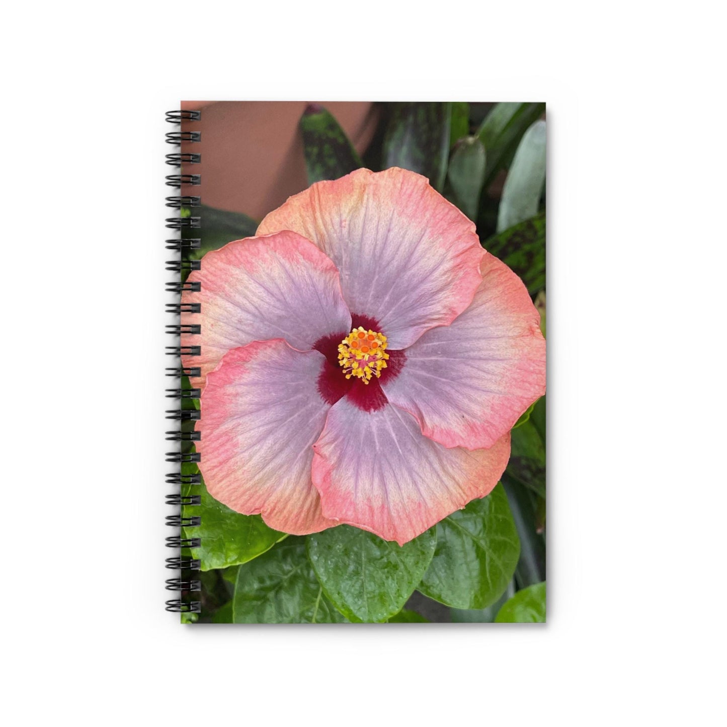 Peach Hibiscus Spiral Notebook | Ruled Lined Journal