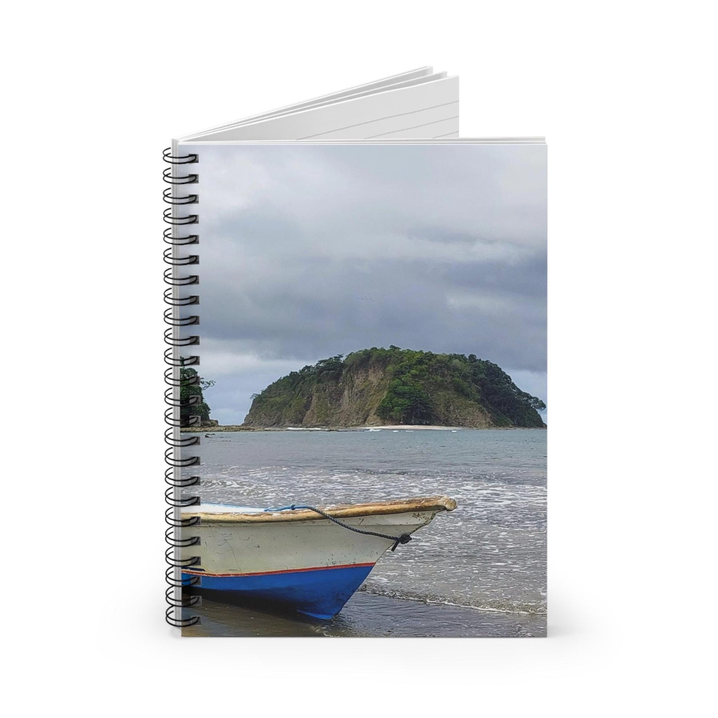Boat on Beach Notebook | Spiral Ruled Notebook