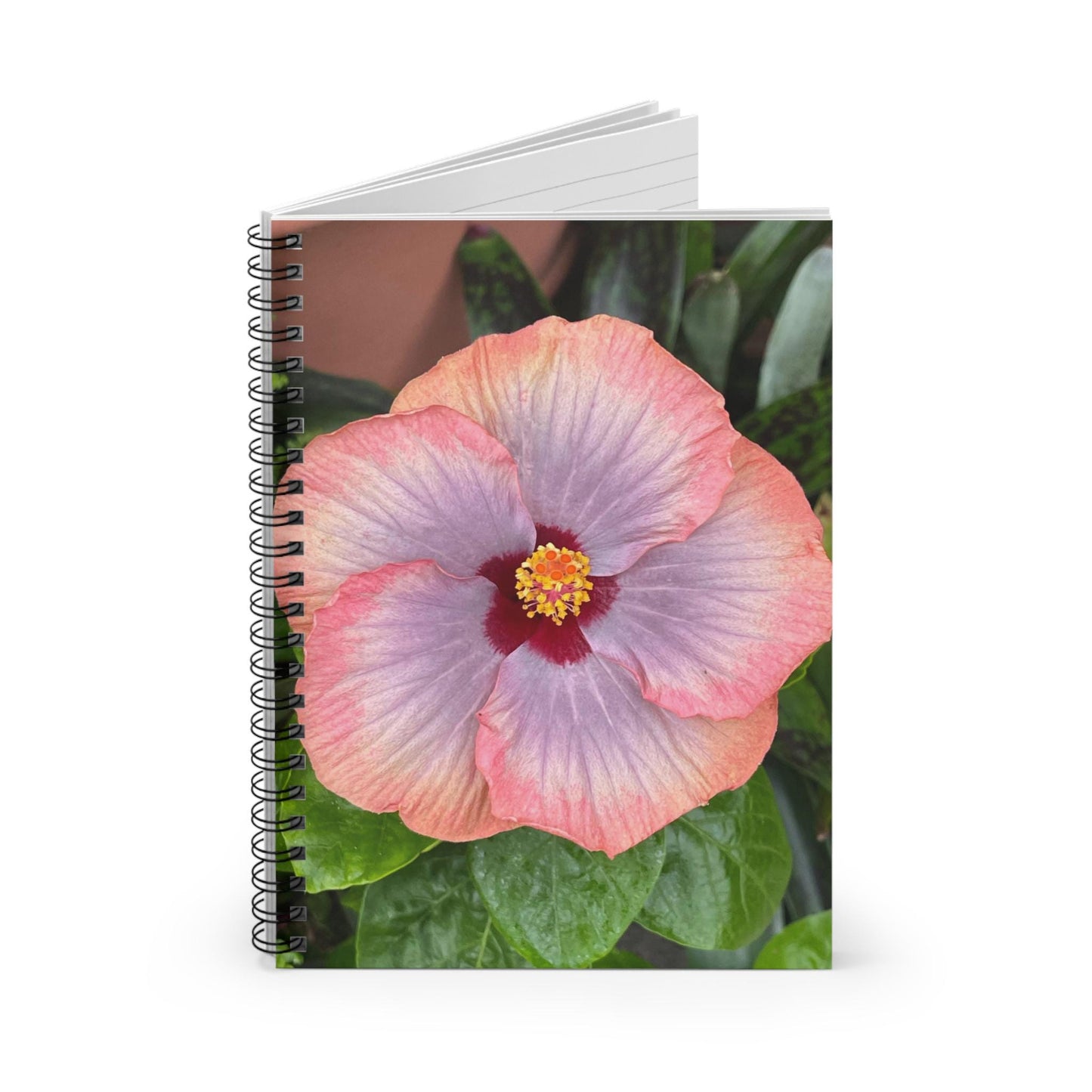 Peach Hibiscus Spiral Notebook | Ruled Lined Journal