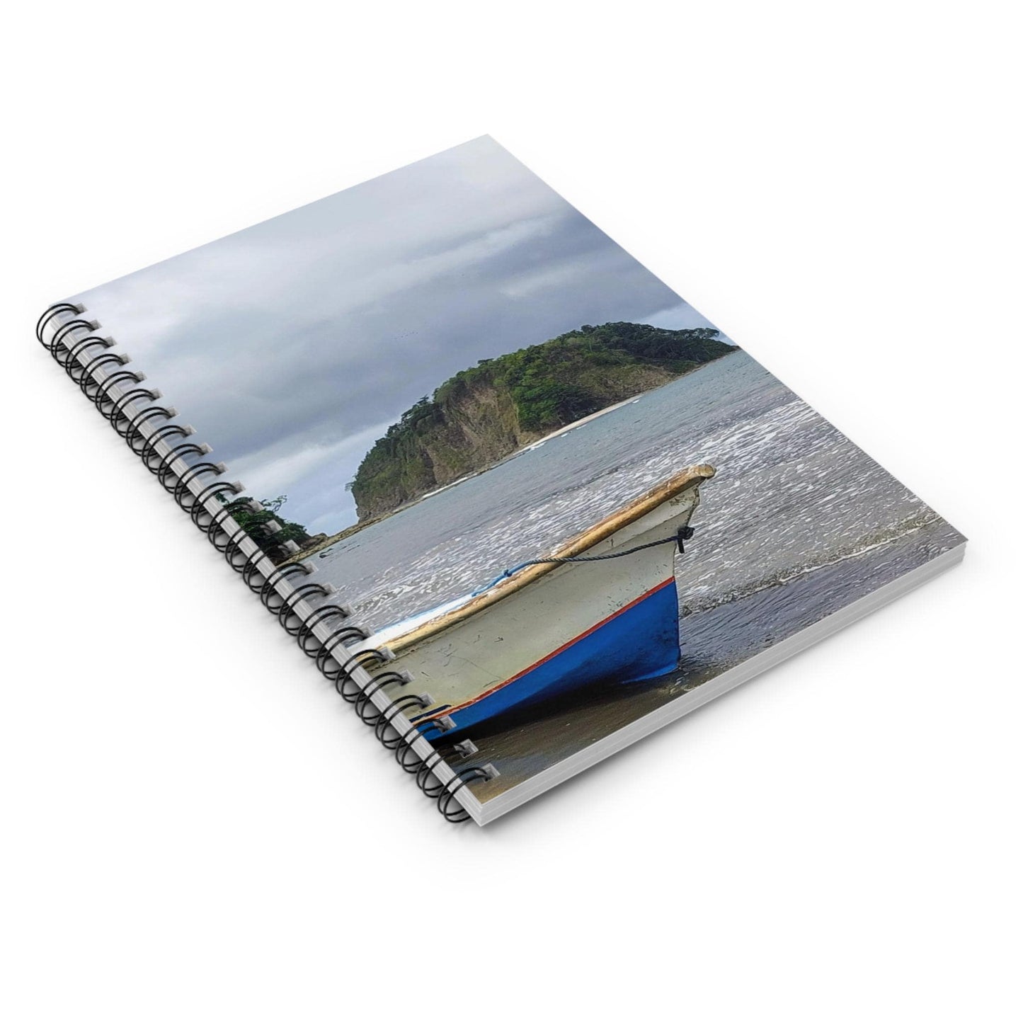 Boat on Beach Notebook | Spiral Ruled Notebook