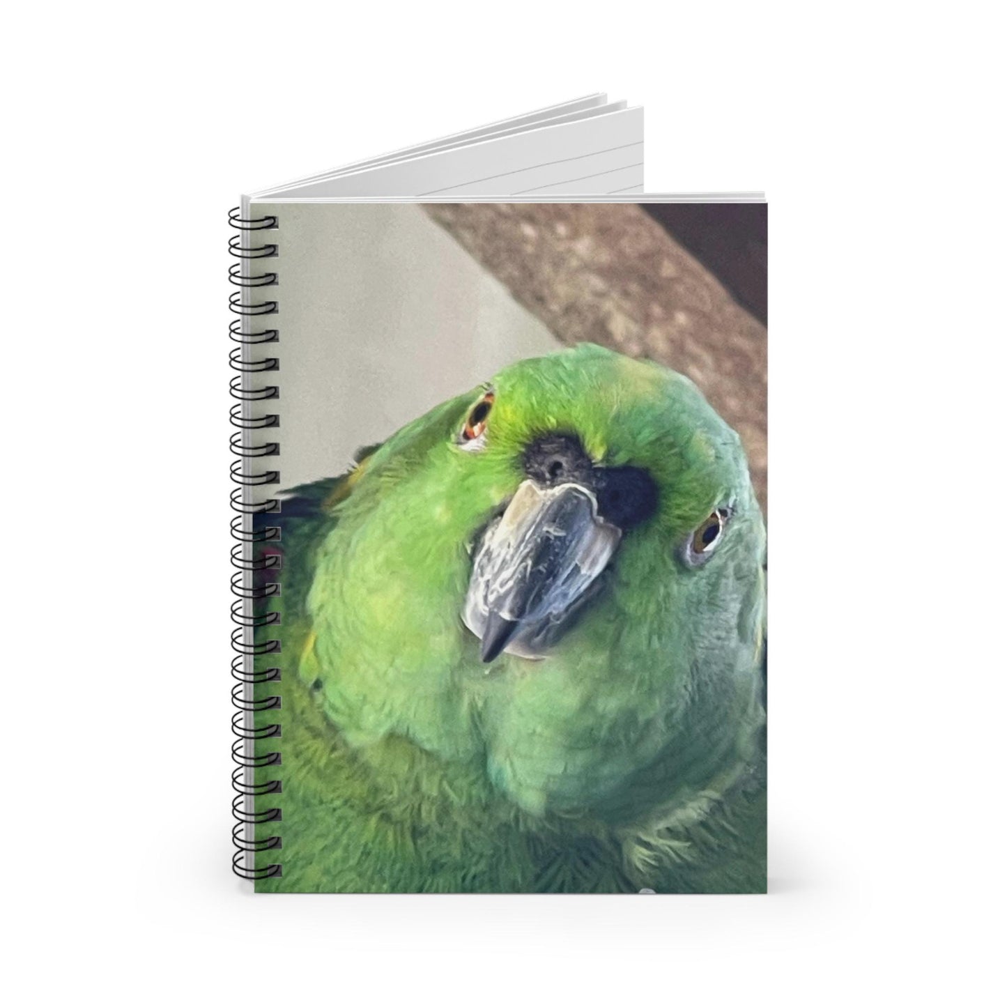 Green Parrot Face Spiral Notebook | Ruled Notebook