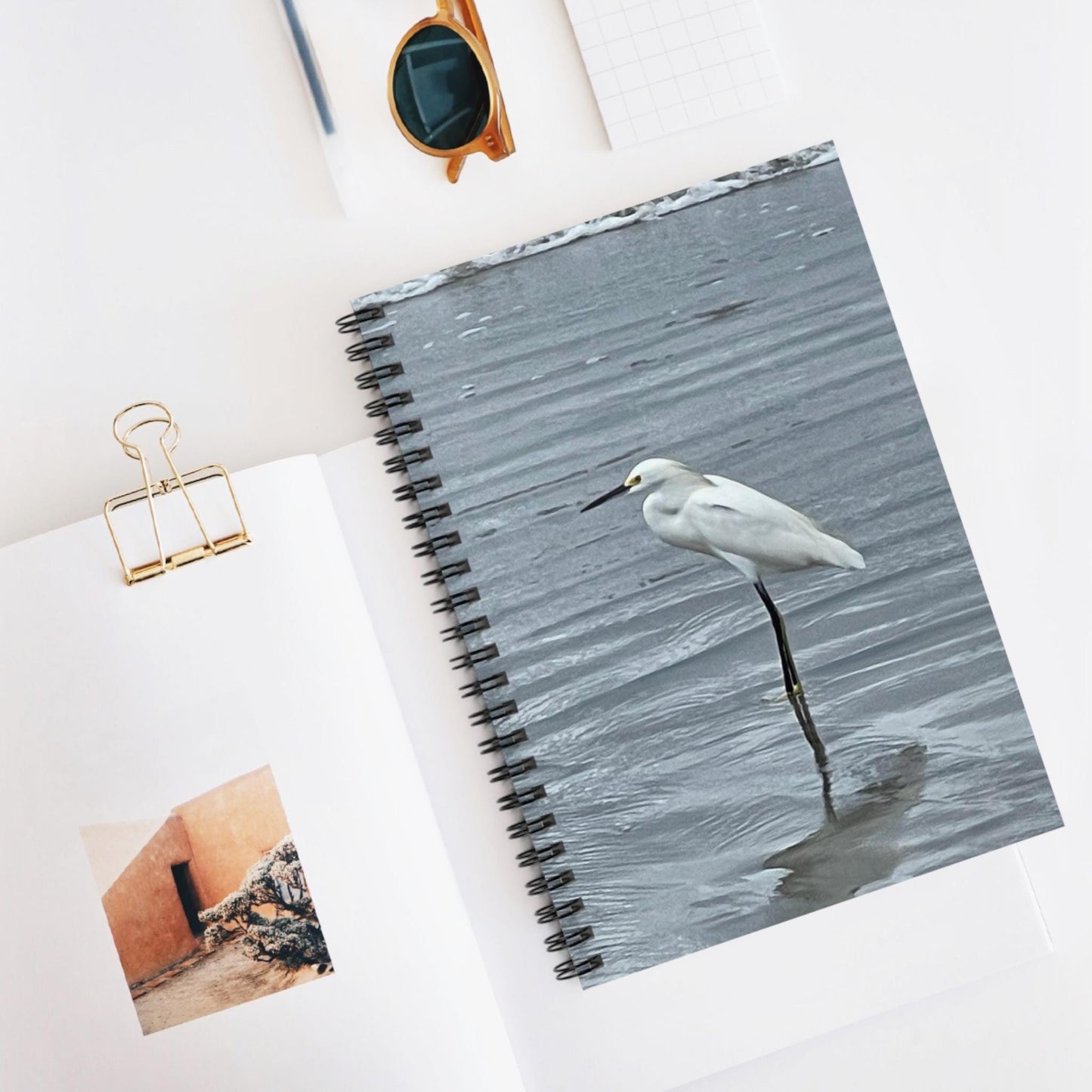 Snowy Egret Standing in Water Spiral Notebook | Ruled Journal