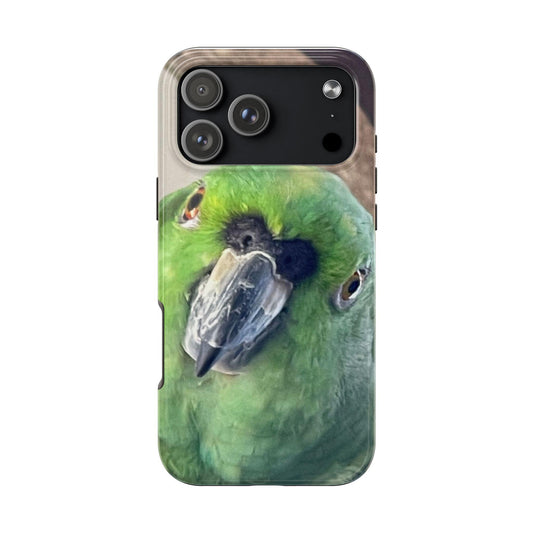 Green Parrot Face iPhone 17 Pro Max Case | Tropical Bird iPhone Cover