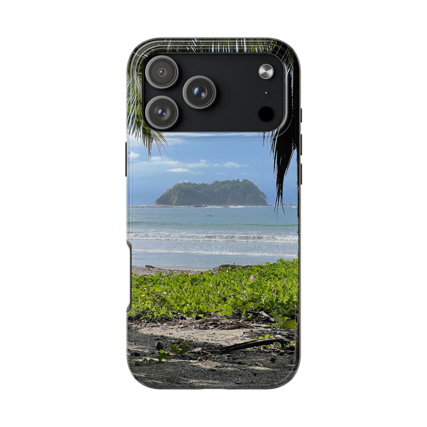Tropical Beach iPhone Case | Island Palm Scene, Tough Protection