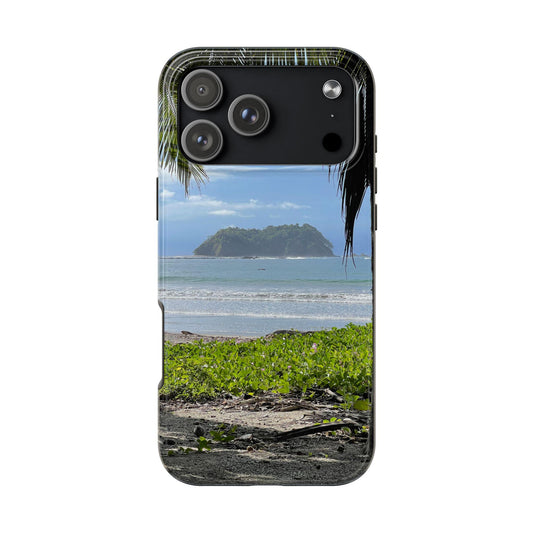 Tropical Beach iPhone Case | Island Palm Scene, Tough Protection
