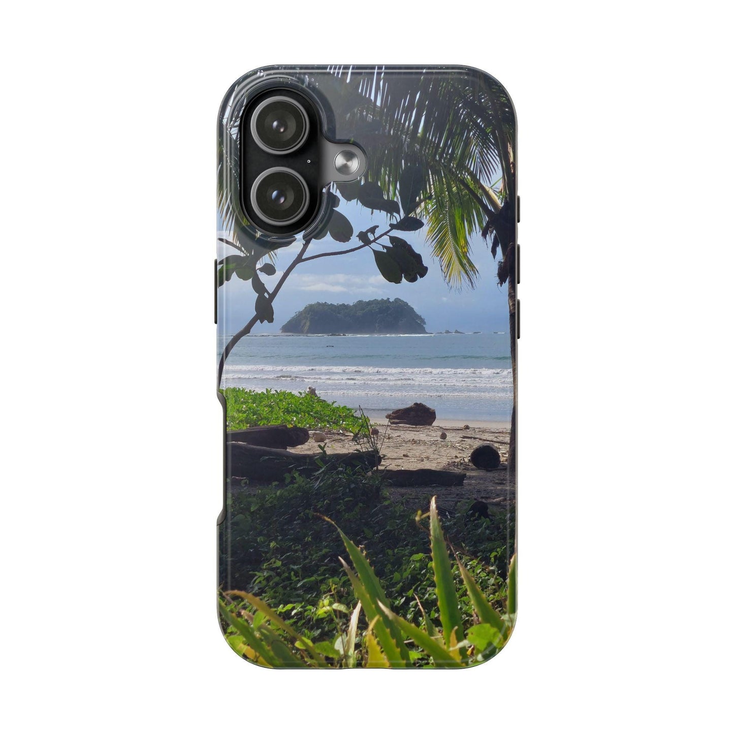 Tropical Beach Scene Tough Phone Case For iPhone 17 | Island, Palm Trees, Ocean View