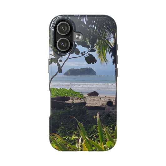 Tropical Beach Scene Tough Phone Case For iPhone 17 | Island, Palm Trees, Ocean View