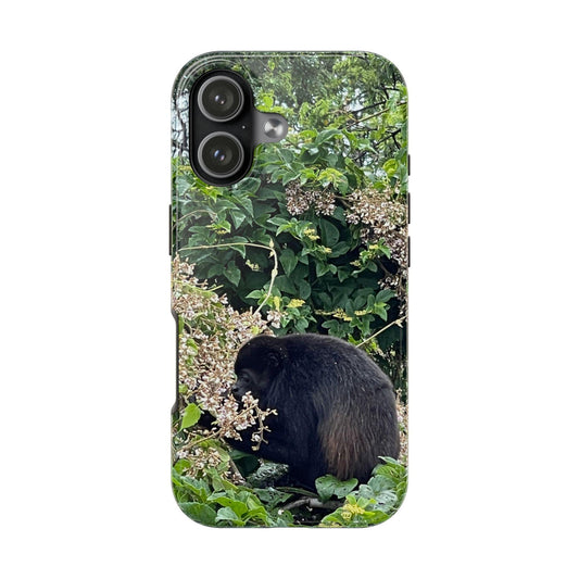 Monkey Hydrangeas Phone Case For iPhone 17 | Nature Wildlife Floral Scene