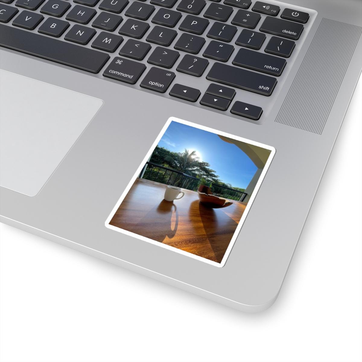 Sunlit Breakfast Table Sticker | Tropical Morning Photography