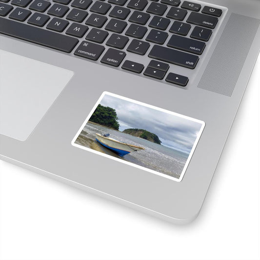 Coastal Fishing Boat Sticker | Beach Island Seascape Kiss-Cut Sticker