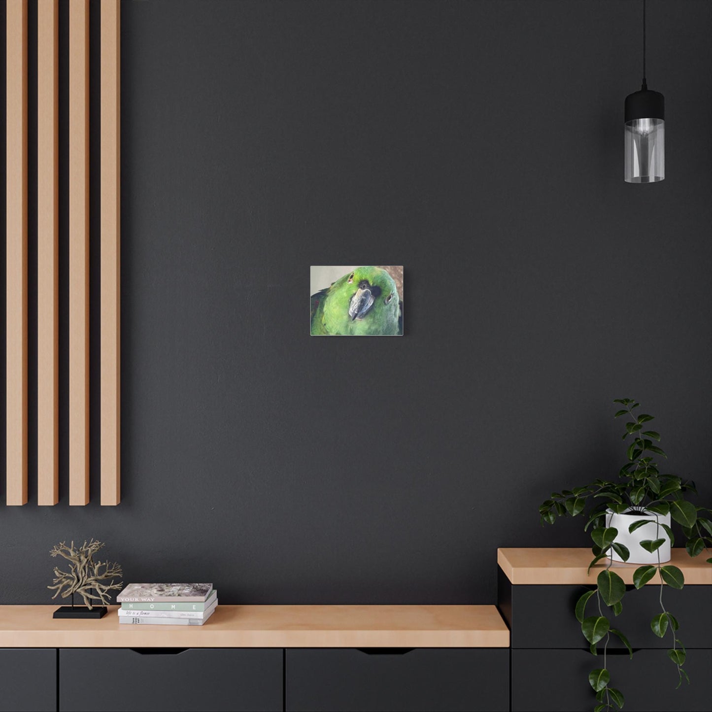 Green Parrot Portrait Matte Canvas
