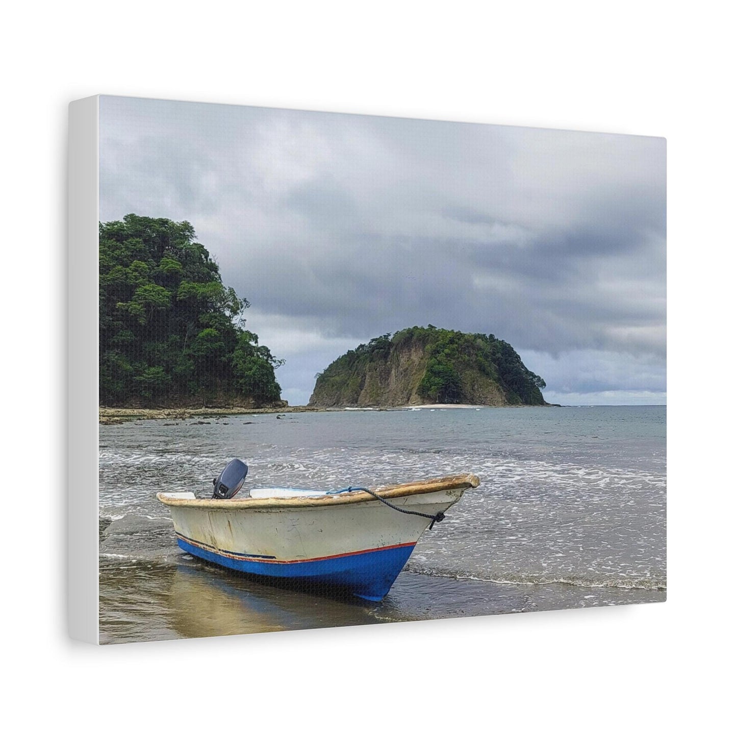 Fishing Boat on Shore Canvas