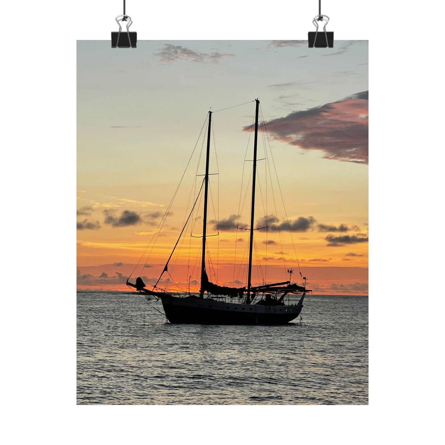 Sailboat Sunset Matte Vertical Poster | Nautical Beach Wall Art
