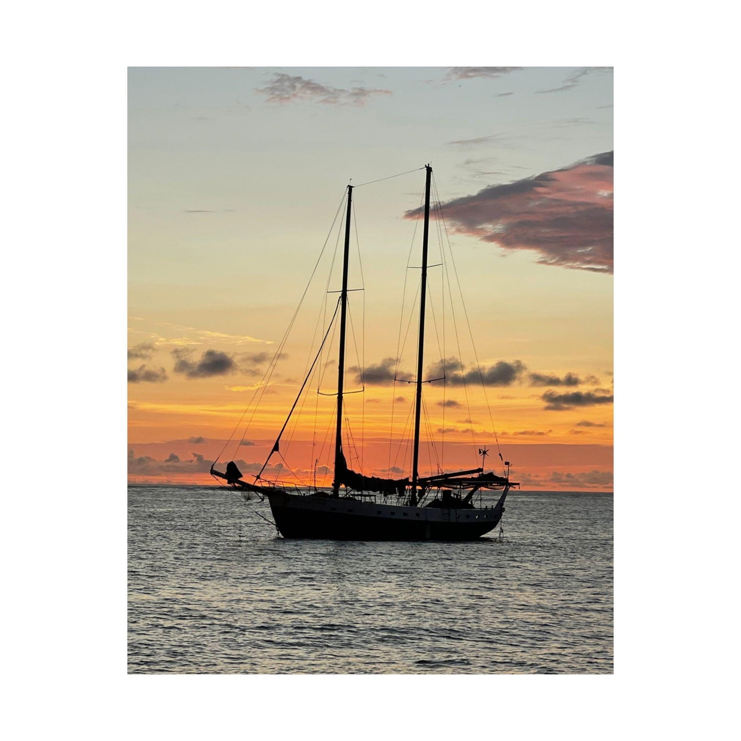 Sailboat Sunset Matte Vertical Poster | Nautical Beach Wall Art