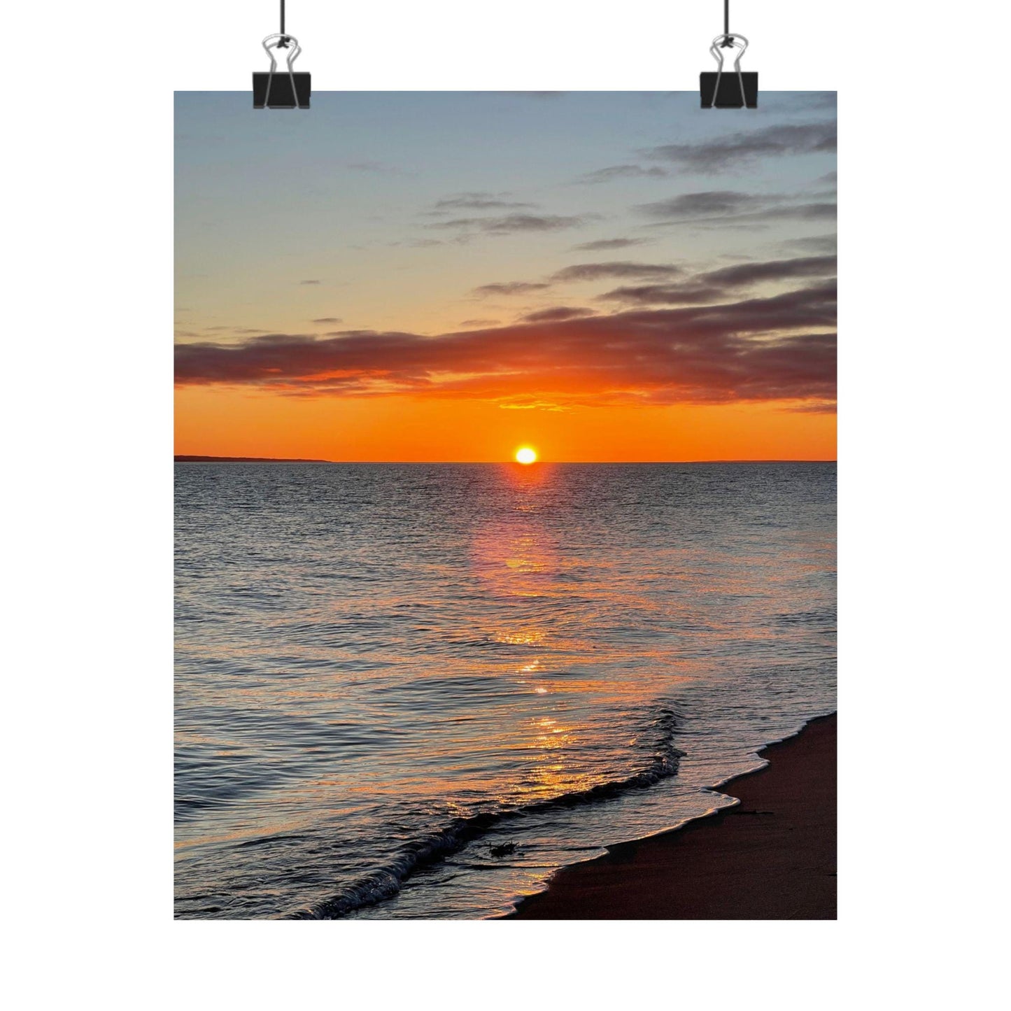 Sunset Beach Waves Poster | Matte Vertical Wall Art