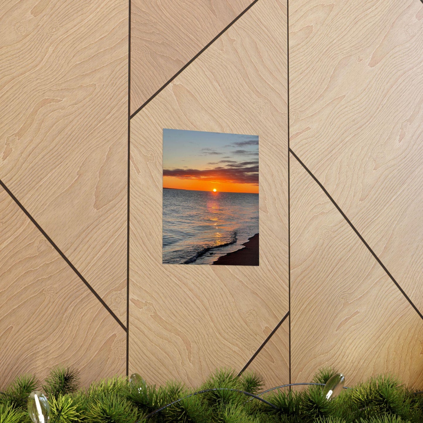Sunset Beach Waves Poster | Matte Vertical Wall Art