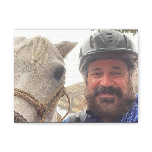 Costa Rica Selfie Canvas Print, Man and Horse Portrait, Matte Wall Art