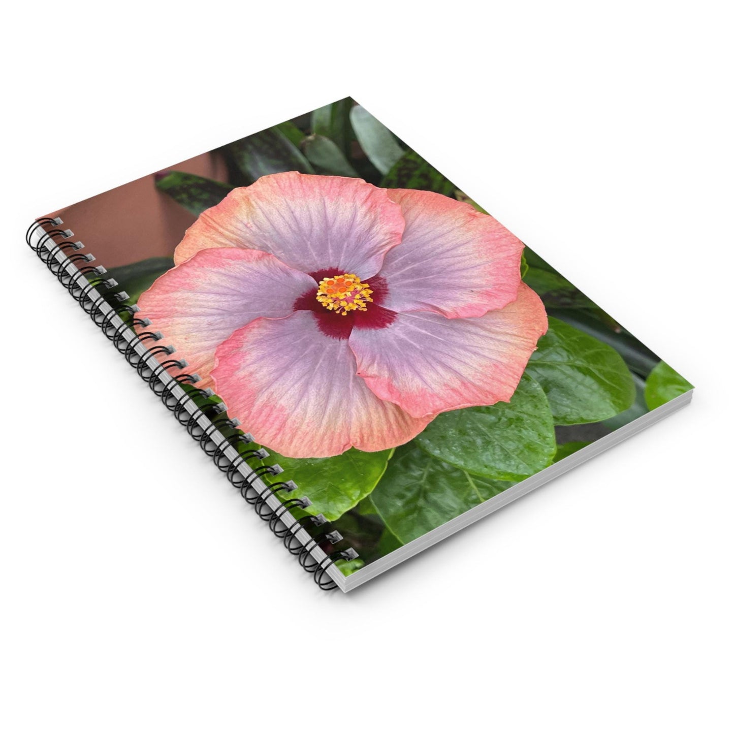 Peach Hibiscus Spiral Notebook | Ruled Lined Journal