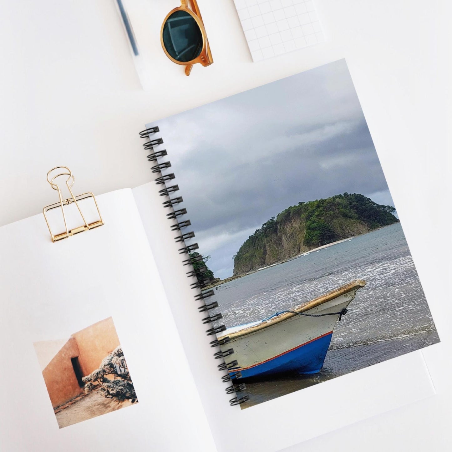 Boat on Beach Notebook | Spiral Ruled Notebook