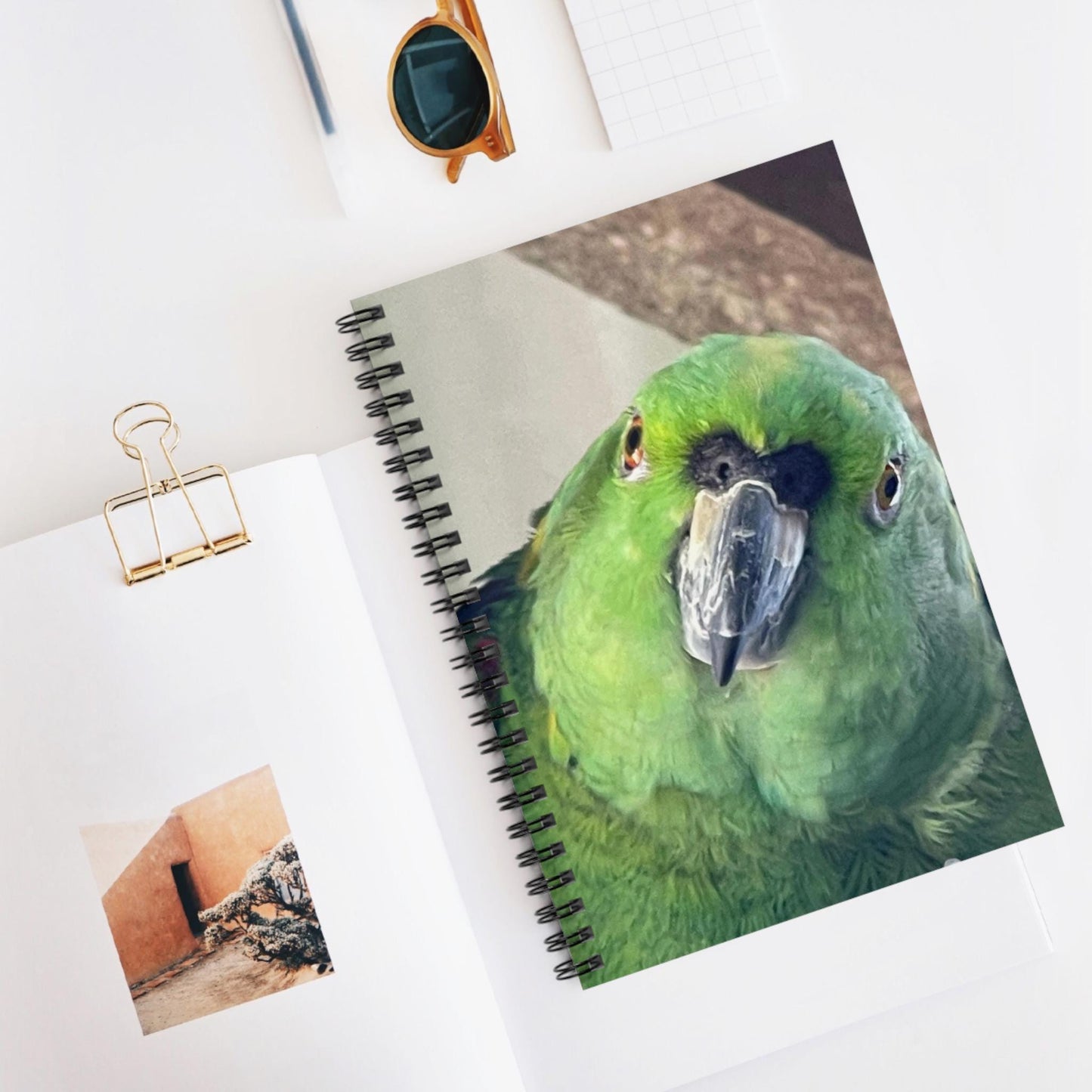Green Parrot Face Spiral Notebook | Ruled Notebook