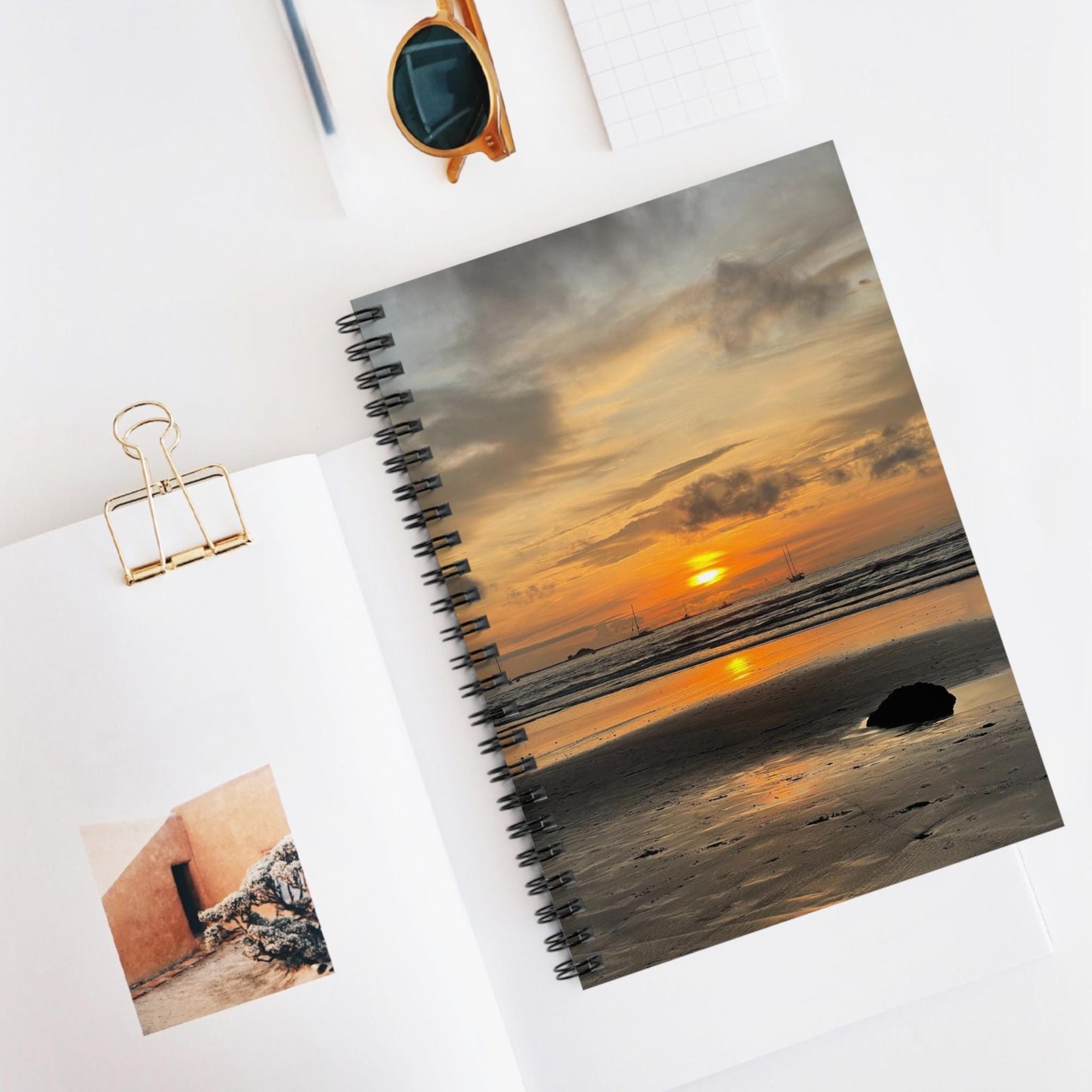 Sunset Beach Reflection Spiral Notebook | Ruled Journal