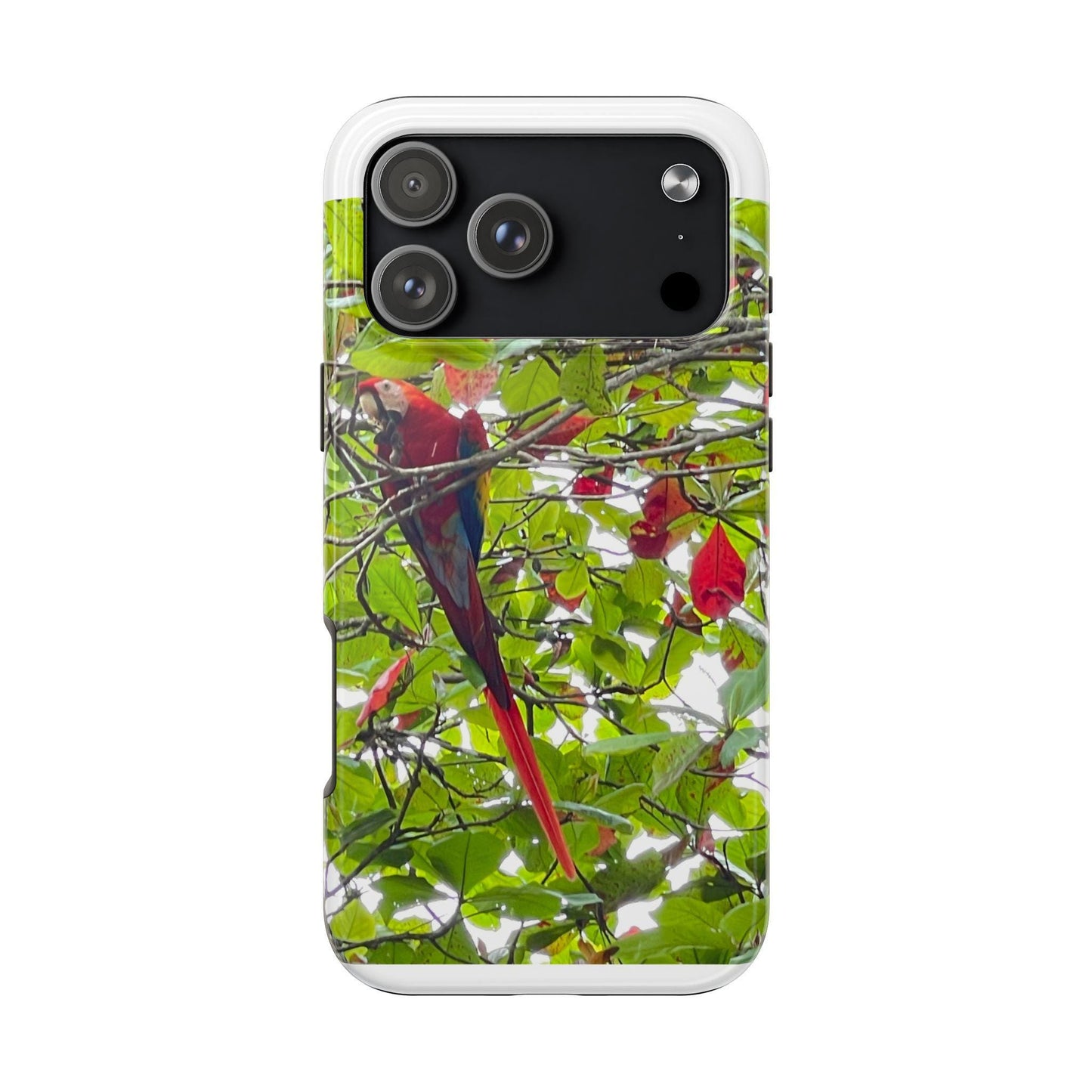 Scarlet Macaw Parrot Phone Case | Tropical Foliage iPhone 17 Pro Max