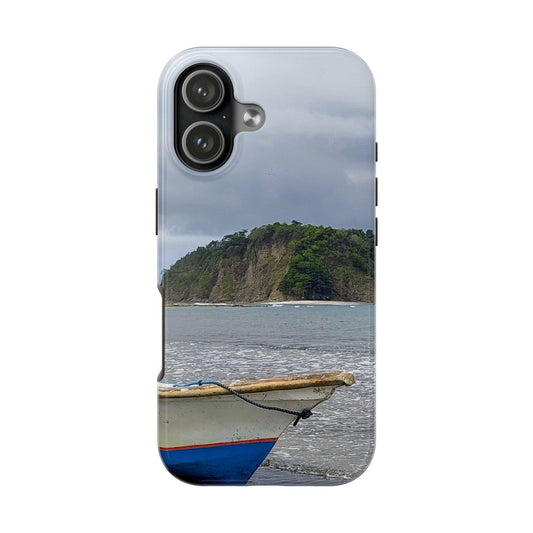 Fishing Boat Shoreline phone case for iPhone 17 | Coastal landscape ocean scenery