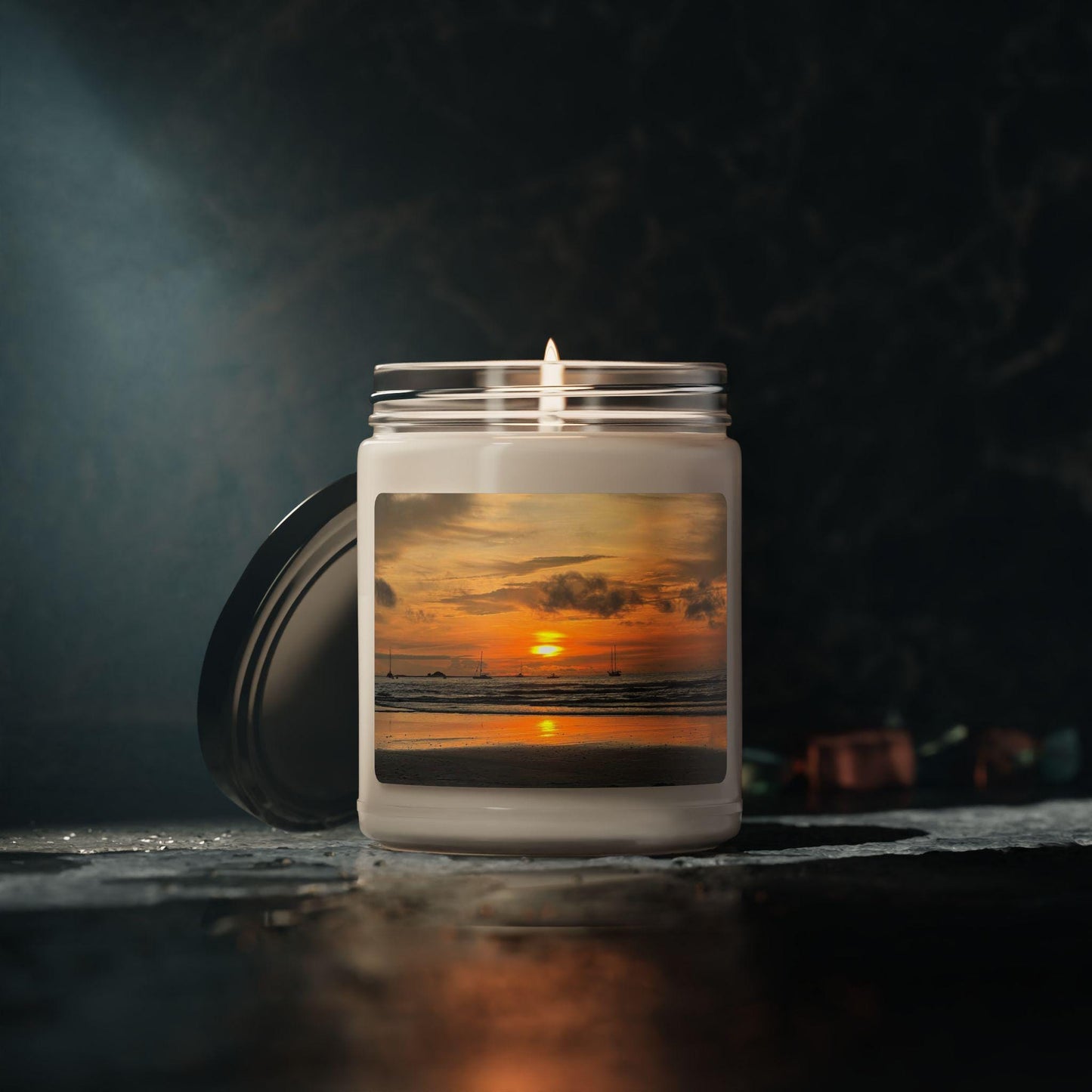 Sunset Beach Soy Candle | Coastal Scented Candle, Reusable Jar