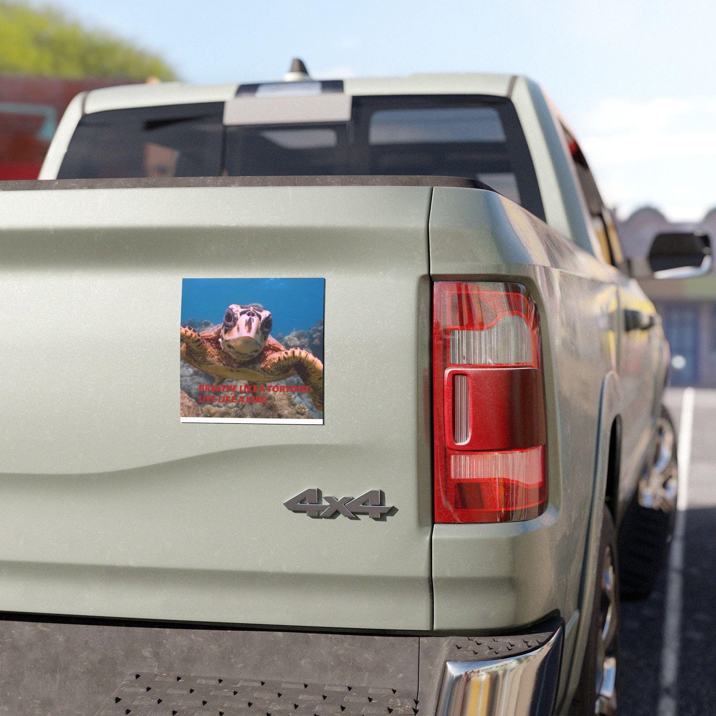 Turtle photo with quote Car Magnet | Breathe like a Tortoise live like a King