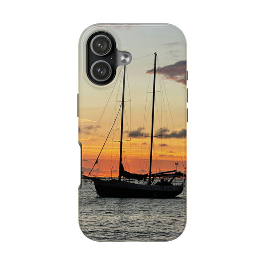Sailboat Sunset iPhone 17 Case | Nautical Ocean Art